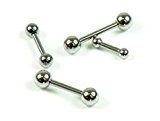 #7: 【3個セット】 ショート ストレートバーベル ステンレス ： 14GA(1.6mm_内径6mm_ボール4mm)×3個