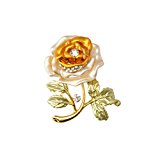 #7: 【ノーブランド 品】クリスタル　ラインストーン　ローズフラワー　リーフ　ブローチピン　ジュエリー　ウェディング　ブライダル　イエロー