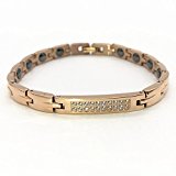 #9: Grandoin(TM) ゲルマニウム ヘマタイト　ブレスレット ステンレス 金属アレルギーフリー　ジルコン　ファッション (ローズゴールド)