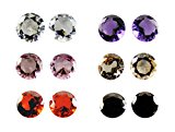 #5: 4mm ラウンド CZ キュービックジルコニア 樹脂ポスト ピアス 6色x各1ペア YS-15619a