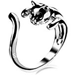 #9: SODIAL(R)猫形の金属製指輪-調節可能
