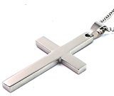 #6: （ 京都 おかげさまで ） 日本製 ステンレス 十字架 ネックレス シンプル クロス ペンダント サージカルステンレス 喜平チェーン付き (ステンレス, 70)