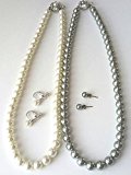 #5: フォーマルネックレス ホワイトカラー イヤリングセット ７mm珠４３cmネックレス