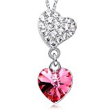 #9: MEGA CREATIVE JEWELRY ダブルハート レディース ネックレス ペンダント シルバー925純銀製 スワロフスキーラインストーン ジュエリー プレゼント 人気 ブランド