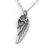 #4: HOUSWEETY ステンレス 防水 メモリアル エンゼル翼 ペンダント ネックレス メンズ レディース 色:アンティークシルバー