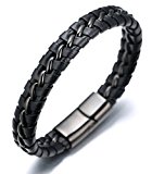 #3: Alex Chevalier（アレクスシェバリエ） ”NIGHTWATCH” ブランド品 本革 ブレスレット ハンドメイド チタン鋼製 ガンブラックチェーン 腕輪 クラシック風 ヨローパスタイル ギフトボックス付き 長さ20.5ｃｍ