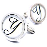 #7: MFYS Jewelry (全26種)ファッション アクセサリー シルバー 名前 イニシャル 英字 アルファベット  カフス（カフスボタン・カフリンクス）【専用収納ケース付き】 (Y)