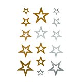#9: 【2枚セット】タトゥーシール ゴールド ＆ シルバー アウトライン スター 星 TATTOO ボディシール フェイクシール Halloween ハロウィン