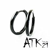 #9: [ATK21] 両耳用（2個セット） シンプル フープ リング ピアス ブラック メンズ レディース ユニセックス アクセサリー