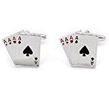 #7: 【ノーブランド品】カフスボタン カフス 4Aポーカー シャツ  ビジネス 高級 シルバー