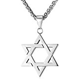 #10: U7 六芒星 ネックレス ダビデの星 ペンダント メンズ お守り アクセサリー スピガチェーン 316Lステンレス[GP1813]