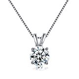 #7: K18 ネックレス 1粒 4本爪 ラウンド ジルコニア（CZ) ダイヤモンド ペンダント ジュエリー レディース