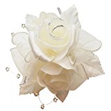 #10: 鎌倉工芸 [カマクラクラフト] 巻き バラ と つぼみ の３輪寄せ フラワー フォーマル コサージュ ホワイト