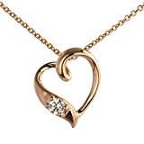 #7: 【 DIAMOND WORLD 】レディース ジュエリー K18PG ピンクゴールド コーティング 0.1ct オープンハート スーパーキュービック ペンダントネックレス Dカラー VVS1 EXCELENT H&C キュービック使用 選べる 3カラー Open Heart