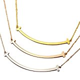 #9: TICENTRAL レディース サージカルステンレス ネックレス Smile 笑顔 カーブ ペンダント シンプル チェーン 可愛い ファッション ジュエリー (シルバー)