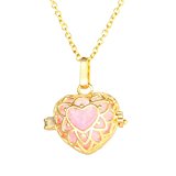 #6: HOUSWEETY ロケット アロマペンダント ネックレス ハート型 透かしデザイン 花 フラワー 色:ゴールド