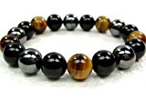 #5: エフネッツコム ブレスレット パワーストーン 天然石 (17～18cm) タイガーアイ オニキス ヘマタイト 品質保証書・144種天然石解説表 付 ps-416