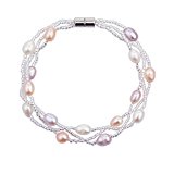 #4: ギフトジュエリー真珠ブレスレット(ピンク・紫)