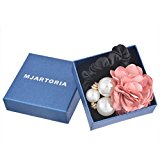 #8: Mjartoria レディース ばら ヘアゴム 髪飾りー フラワー ホワイト ビーズ アクセサリー シュシュ 髪留め (ピンク)