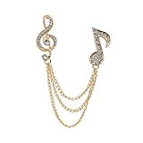 #9: 【ノーブランド 品】水晶　音楽記号　ブローチ　襟ラペル・ピン　先端ギフト　ユニセックス – 金色