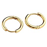 #4: PiercingJ　ジュエリー　ファッションアクセサリー　メンズ　レディース　ステンレス ピアス　リング　フープピアス　両耳用 イヤリング　カラー　ゴールド 　5サイズ　アクセサリーケースを提供 (内径12mm)