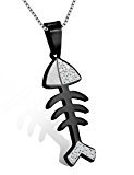 #10: [MURTOO]ムートー黒いステンレスの魚の骨のネックレス[三色のブルー＆ブラック＆シルバー]