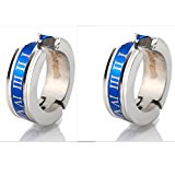 #9: [ストレングス] Strength Rome イヤーカフ サージカルステンレス ブルー(針無し) 両耳 （+ポーチ，クロス）