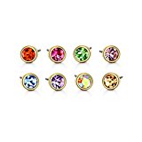 #10: （ネオグロリー） Neoglory Jewelry 「8個入りセット薄色」一粒タイプ セカンドピアス　スワロフスキー　多色 チャーム ジュエル　スタッドピアス　ファーストピアス