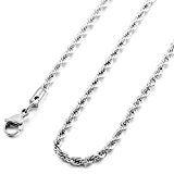 #10: MOWOM シルバー 4.0mm ワイド 幅広 ステンレス ネックレス チョーカー ロープ Twist チェーン リンク 24 インチ