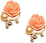 #8: 陶器のような繊細ジュエリー ローズモチーフピアス レディース ピアス パール アクセサリー 薔薇 フラワー 3714062006 (ローズピンク)