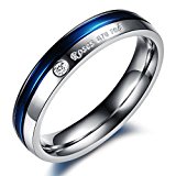 #9: HOUSWEETY ファッションジュエリー アクセサリー 恋人 カップル指輪 ペアリング ダイヤ 婚約 結婚 記念日 バレンタインデー 誕生日プレゼント カラー:ブルー+シルバー レディース-内径15.9mm-10号