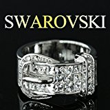 #8: 【SWAROVSKI 】 クリスタライズ スワロフスキー ベルト リング ホワイトゴールドカラー カジュアル ゴージャス 指輪