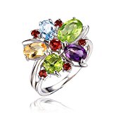 #5: JewelryPalace 2.46ct 天然石 シトリン 黄水晶 アメジスト ペリドット ガーネット スカイブルー トパーズ リング 桜 花びら スターリング シルバー 925 婚約 指輪 結婚式 サイズ 14