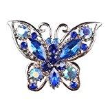 #10: 【ノーブランド品】青 結婚式 花嫁 ラインストーン 蝶の襟のブローチピン 宝石類のギフト