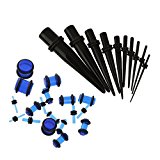 #5: 【ノーブランド 品】黒＆青　トンネル　エキスパンダー 　耳ストレッチャー　耳のテーパー　インサーションテーパー　拡張器 　ボディピアス　セット