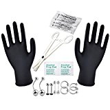 #10: PiercingJ 14Ｇボディピアス　ピアッシングツール　ピアス針 ピアッシング クランプ ボディピアス　ブラック　ボディーピアスセット 舌　眉　唇　腹　へそピアス ニードル 黒手袋