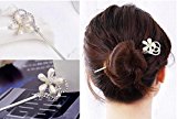 #9: キラキラ ヘアアクセサリー / 結婚式 パーティ フォーマル / ファッション (パールフラワー/かんざし)