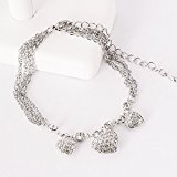 #7: 【SWAROVSKI ELEMENTS]トリプルハート ブレスレット　スワロフスキーエレメンツ ＃1028