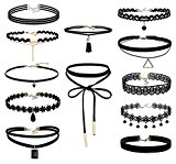 #8: Jstyle[ジェイスタイル]　12点セット　チョーカー　レディース　ネックレス　レザー　レース　黒色　ガールズ　チョーカーセット