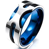 #5: ［テメゴ ジュエリー］TEMEGO Jewelry メンズステンレススチールリング、8ミリメートルコンフォートフィットラウンドバンド、ブルーシルバー[インポート]