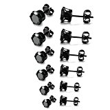 #4: ARMA 6ペア セット スタッド ピアス メンズ レディース ブラック 黒 ジルコニア ステンレス 両耳セット 3mm 4mm 5mm 6mm 7mm 8mm (ブラック)