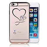 #5: Infinite U　iPhone6/6sケース　4.7インチスマホカバー　携帯保護ケース　クリアシリコン　ラインストーン付き 　オープンハートモチーフ　硬質ケース　防塵　TPU耐衝撃　レディース用カバー（ゴールド）