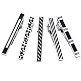 #4: Jovivi Mak　ジュエリー　ファッションアクセサリー　メンズ　ステンレス　ビジネスタイピン　ネクタイピン　縞模様　点　シミ　黒膠　クラシック　スムース　シンプル　タイピン　五本セット　タイバー　カラー　ブラック　シルバー　ギフトバッグを提供