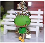 #9: ドロップカラー かわいい キラキラ カエル キーホルダー (グリーン)