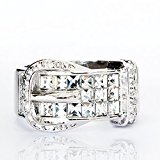 #8: 【SWAROVSKI 】 クリスタライズ スワロフスキー ベルト リング ホワイトゴールドカラー カジュアル ゴージャス 指輪