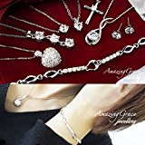 #5: 【特選福袋2017】 毎日つけかえても楽しめるペンダント5点+ブレスレット+ピアス or イヤリング豪華７点セット♪ 高品質 CZダイヤモンド [キュービックジルコニア] ジュエリー HappyBag ハッピーバッグ ペンダント (イヤリング)