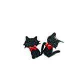 #7: 耳元が光る お洒落 可愛い キュート 黒猫 ピアス 2個セット 両耳　猫 ネコ