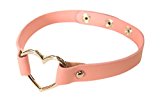 #8: レザーPUNKSチョーカー・ハート (カラー：ピンク)