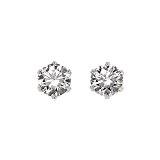 #4: Pt900×0.1ct 一粒天然ダイヤモンド ピアス シンプル6本爪【計0.1ct 】 【ギフトラッピング済み】