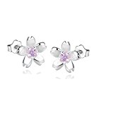 #7: KEISHIN　桜モチーフピアス CZキュービックジルコニアスタッド　シルバー925レディースジュエリー　1ペア